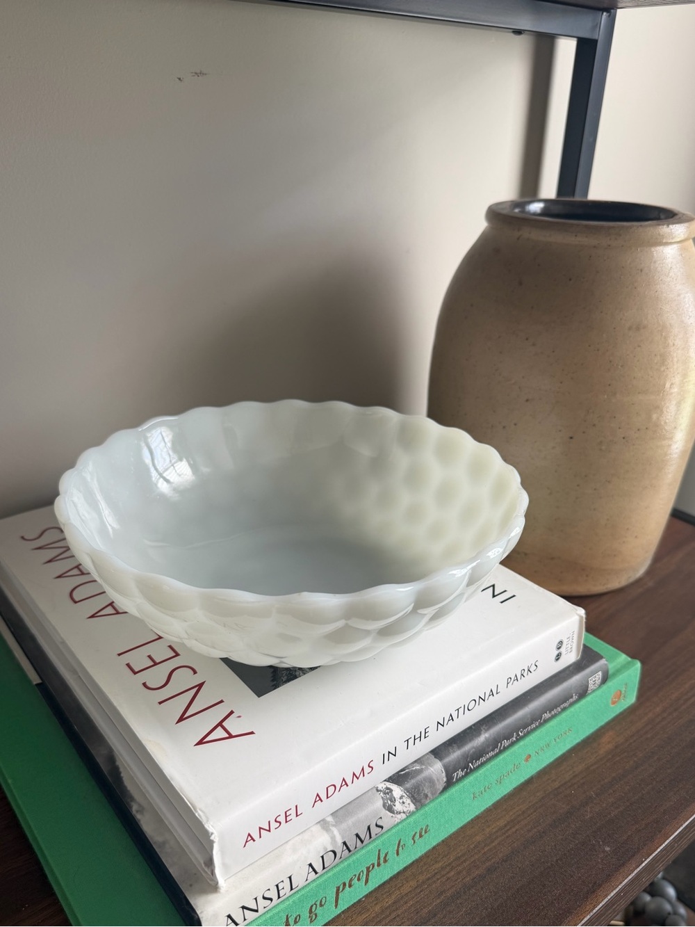 Vintage White Scalloped Milk Glass Decorative Bowl - Home Art Accent